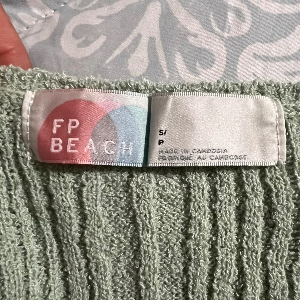 Free People Beach‎ Rhea Sweater Vest in Summer Sage  Ribbed Knit Button Front S